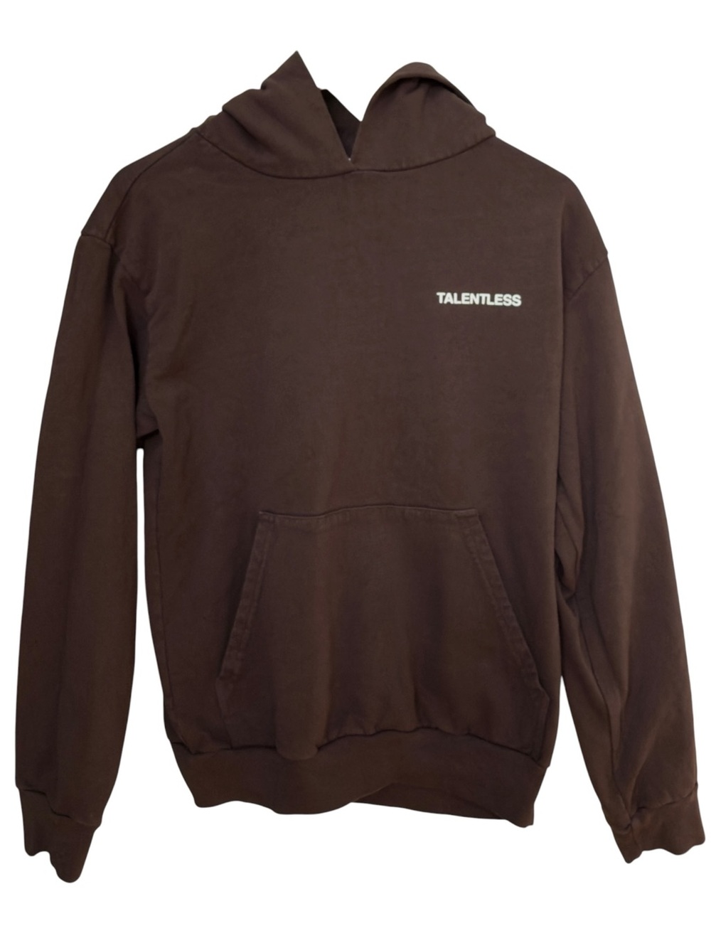 TALENTLESS Brown Logo Long Sleeve Hooded Cotton Sweatshirt Hoodie. Small.